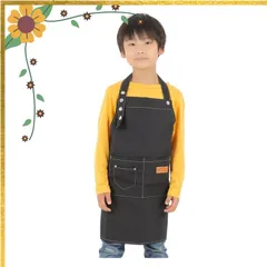 [even] 子供用エプロン おしゃれ エプロン 90cm 100cm 110cm 120cm 130cm 子供 キッズ 着脱簡単 幼稚園 園児 小学生 男女兼用 かわいい シンプル (ベージュ) 1