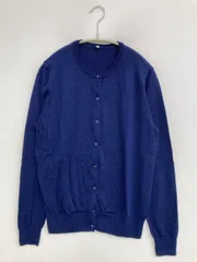 無印良品 ムジルシリョウヒン カーディガン/ボレロ XL ネイビー シルク ウール・ニット 無地 ミドル丈 長袖