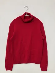 UNIQLO ユニクロ ニット/セーター XS レッド カシミヤ 無地 ミドル丈 長袖 タートルネック/ハイネック