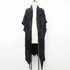 ワイズ Y's カットソー カーディガン ジャケット 着流し 羽織り ロング 半袖 パッチワーク チェック 黒 グレー ブラック 2のサムネイル