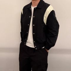 EDGE RUPERT ウール×レザー フード付きスタジャン Lサイズ ベージュ 