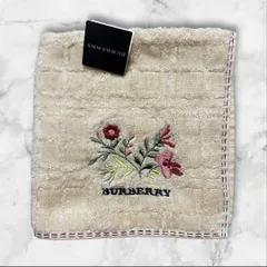 BURBERRY 花刺繍 タオルハンカチ 綿100%