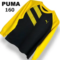 PUMA プーマ イエロー ブラック バイカラー 切替 ラグラン 長袖 トレーニングウェア ロンT カットソー スウェット トップス スポーツ サッカー フットサル 部活 練習着 吸汗速乾 【160】2605028AP