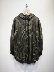 ZARA カーキ色 ナイロン ダウンジャケット ロング丈_L
