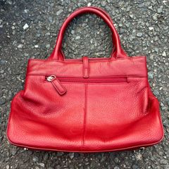 ✨美品✨ フルラ FURLA レザートートバッグ ハンドバッグ 赤 南京錠 