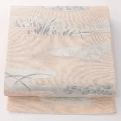 夏物 袋帯 帯丈442cm 正絹 六通 帯芯なし インフォーマル 菖蒲 ピンク系 1243-02379