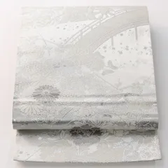 袋帯 帯丈424cm 正絹 六通 フォーマル 御所解 銀箔 銀系 クリーム系 1243-02412のサムネイル