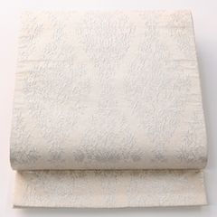 B5◇着物くつろぎ 美品 夏物 菊の参賀 銀 白 六通 正絹 薄物 絽 紗