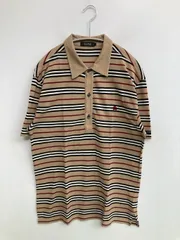 BURBERRY BLACK LABEL バーバリーブラックレーベル ポロシャツ 2 ベージュ ボーダー柄 ワンポイント 半袖