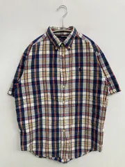 Ralph Lauren ラルフローレン シャツ/ブラウス M スカイブルー コットン チェック柄 ワンポイント ミドル丈 半袖 ボタンダウン レギュラーカラー
