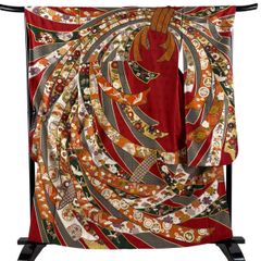 豪華古典 振袖 正絹 金彩 赤 緑 生成り金彩刺繍吉祥文様 成人式 - メルカリ