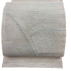 ユ52未着用名古屋帯 松葉 夏帯 羅 波 正絹 着物帯 仕立て上り美品