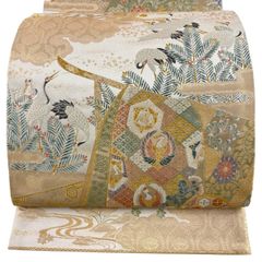 袋帯 白地 銀糸 金糸 桐文様 上品 六通 - メルカリ