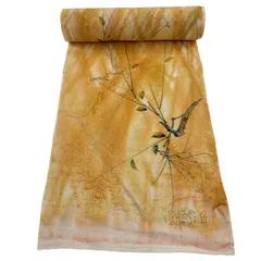 反物 秀品 小紋 枝葉 地紋 ぼかし オレンジ 正絹 【中古】