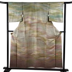 振袖 身丈160cm 裄丈68cm 正絹 名品 【中古】 振袖 身丈160cm 裄丈68cm L 袷 蝶 草花 金彩 染め分け 緑 正絹 秀品