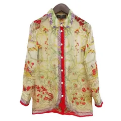 エトロ ETRO 総柄 シアー ブラウス シャツ 長袖 40 ライトベージュ系