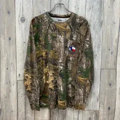 RUSSELL OUTDOORS ラッセル アウトドア REALTREE リアルツリー 迷彩 CAMO カモフラ ポケット ロンT 長袖 Tシャツ メンズ L サイズのサムネイル