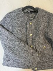 ZARA ブークレ ジャケット エクリュ M ステンカラー ジッパー - メルカリ