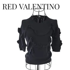 RED VALENTINO レッドヴァレンティノ デザインフリルニット プルオーバー ウールニット サイズ不明 ブラック 七分袖 レディース 羊毛のサムネイル