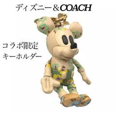 美品✤限定コレクション✤希少【ミッキーマウス／COACH（コーチ）コラボ】ディズニー 100周年　キーホルダー／バッグチャーム　レザー 0505