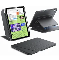 ★ESR iPad Air 11インチ ケース M3 (2025) / M2 (2024) iPad Air 第5/4世代 専用カバー (2022/2020) ペンシルホルダー付き 縦横スタンド マルチアングルケース 安定設計 Flipシリーズ ブラック