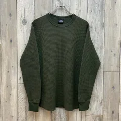 THE NORTH FACE ザ ノースフェイス ダークグリーン ストレッチ素材 ワッフル生地 サーマル ロンT 長袖 Tシャツ メンズ L サイズ
