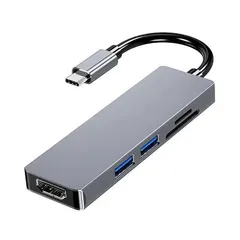 USB-C 5in1 HDMI 4K2K/USB3.0/USB2.0ポート ハブ /SD/TF(Micro USB) カードリーダー 変換アダプタ 18cm コンバータ USB3.1 Type C-HDMI大画面出力 音声対応のサムネイル