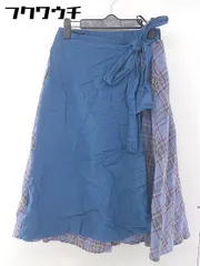 ◇ merlot メルロー チェック 膝丈 フレア スカート ブルー系 レディース 【中古】 【1105250002701】のサムネイル