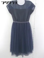 ◇ ◎ merlot plus ベルト付 チュール フレンチスリーブ ロング ワンピース ブラック マルチ レディース  【1108310008101】のサムネイル