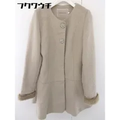 ■ one after another NICE CLAUP ナイスクラップ フェイクファー 長袖 ノーカラー コート サイズL ベージュ レディース  【中古】 【1111120002504】のサムネイル