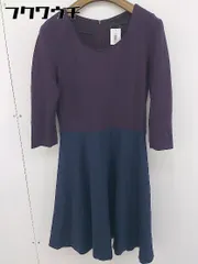 ◇ ANAYI アナイ 切替 バックジップ 七分袖 ミニ ワンピース サイズ36 ボルドー ネイビー レディース  【中古】 【1201240004646】