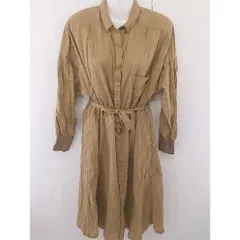 ◇ ◎ nota della mano sinistra alcali アルカリ 袖リブ 長袖 膝下丈 シャツ ワンピース キャメル レディース  【中古】 【1203250006535】のサムネイル