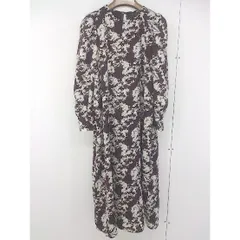 ◇ fifth フィフス 総柄 Aライン 長袖 膝下丈 ワンピース サイズ S ダークブラウン ベージュ系 レディース  【中古】 【1205120007345】