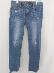 ◇ AZUL BY MOUSSY カットオフ ストレッチ ダメージ加工 ジーンズ デニム パンツ サイズ26 ブルー レディース  【中古】 【1205230004821】