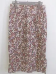 ◇ NATURAL BEAUTY BASIC 総柄 ロング タイト ナロー スカート サイズM ベージュ系 レディース P  【中古】 【1211220007802】