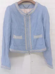 ◇ Language ランゲージ ジップアップ 長袖 ノーカラー ジャケット ライトブルー系 レディース P  【中古】 【1211230005096】のサムネイル