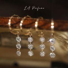 ラボグロウンダイヤモンド クラシックスリーストーン K18 フックピアス 
