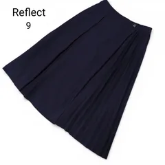 Reflect リフレクト プリーツ ミモレ丈スカート ウエストゴム 裏地 オフィス ネイビー 9号のサムネイル