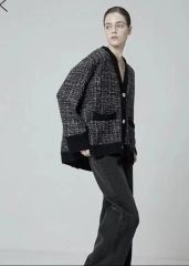 cygne シーニュ レザーボタンツイードジャケット Lydie+ ブラック
