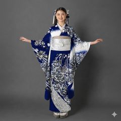 辻が花 振袖 紫色 花柄刺繍 成人式 クリーニング済み - メルカリ