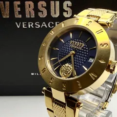 稼働品 VERSACE ヴェルサーチ VSP772716 クォーツ ゴールド ネイビー文字盤 ライオン デイト ステンレス ユニセックス レディース メンズ フォーマル お洒落 ヴィンテージ レトロ 定番 王道 上品 高級感 ギフト 誕生日 腕時計 A324のサムネイル