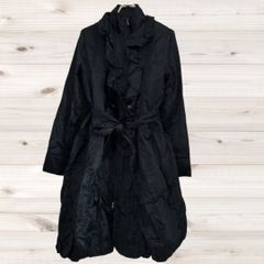 RINASCIMENTO フリル付きロングコート S 黒 インポートイタリア製 