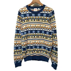 【中古】　LACOSTE LIVE　セーター　ニット　クルーネック　コットン　総柄　ヒエログリフ　エスニック　エジプト　ワンポイント　ブランドロゴ　クロコダイル　古着　/0126のサムネイル