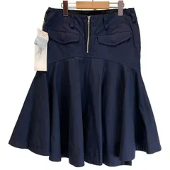 【中古】　sacai luck　スカート　ひざ丈　デニム　フレア　無地　バックジップ　日本製　古着　/2496