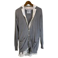 【中古】　Sacai　カーディガン　テーラードジャケット　長袖　レイヤード風　フリル　無地　古着　/2496のサムネイル
