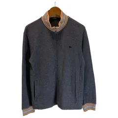 【中古】　BURBERRY BLACK LABEL　ジップアップスウェット　長袖　無地　ワンポイント　刺しゅう　古着　/1156のサムネイル