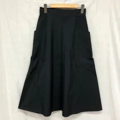 H/standard アッシュスタンダード コットンナイロン バックファスナー ポケットデザイン フレアスカート 裏地付き ミモレ丈 黒 Mのサムネイル