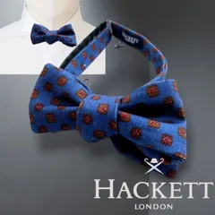 HACKETT LONDON ハケット ロンドン イタリア製 PRINTED NEAT BOW ウール シルク混 小紋柄 総柄 蝶ネクタイ ボウタイ HM052137 定1.1万 ブルー 000▲003▼20831k10のサムネイル