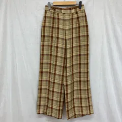 イウエンマトフ AEWEN MATOPH 日本製 19SS レトロ風 マドラスチェック リネンレーヨン混 トラウザーズ ワイドパンツ スラックス ベージュ×ブラウン系 38 Mのサムネイル