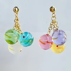 ヨーヨーてんこ盛り ピアス イヤリング 水風船 3連 クリアのサムネイル